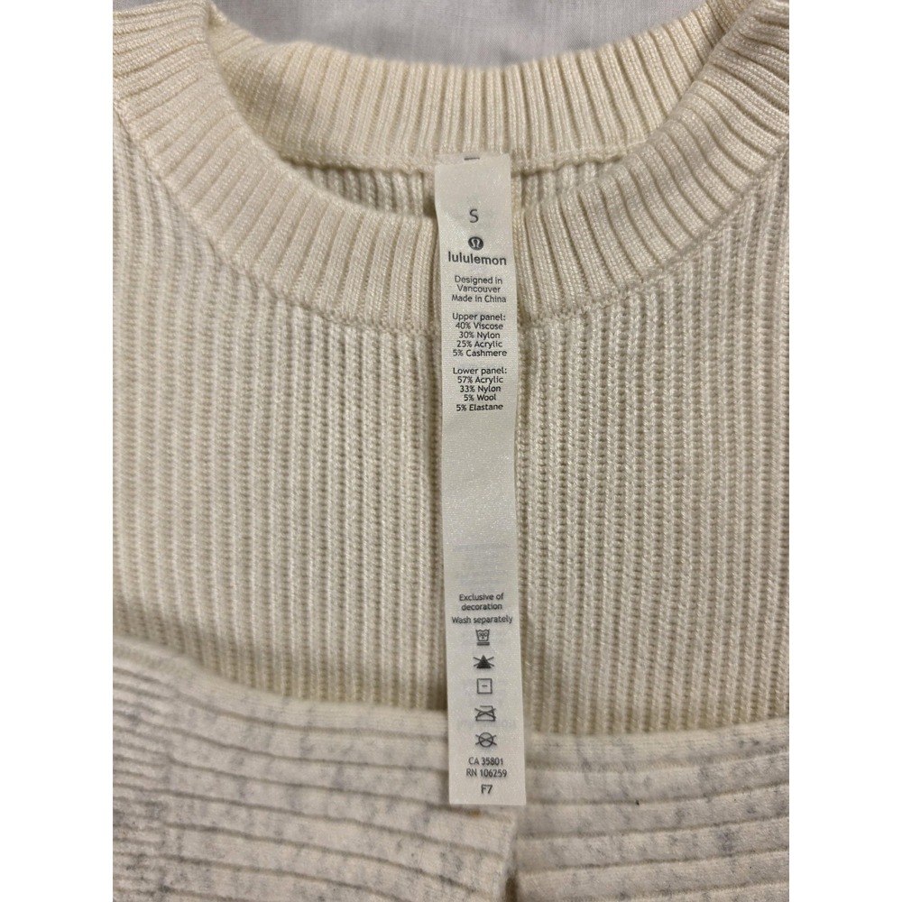 Lululemon Sweater Womens Small White Ribbed Knit Long Sleeve Tunic Pullover - Picture 2 of 9